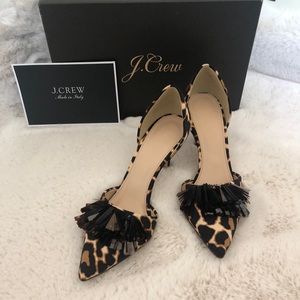Sequined leopard print d’orsay pump JCrew 6.5